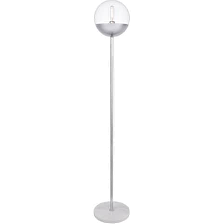 Living District 62 in. Eclipse 1 Light Floor Lamp Portable Light with Clear Glass, Chrome LD6149C
